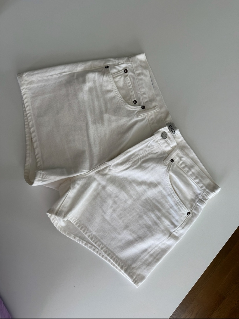 AGOLDE White High-Rise Denim Shorts